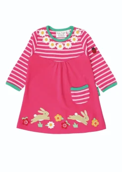 Toby Tiger Organic Pink Bunny Applique T-Shirt Dress (6 months - 6 years)