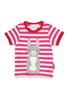 Toby Tiger Organic Pink Bunny Tail Applique T-Shirt (6 months - 8 years)