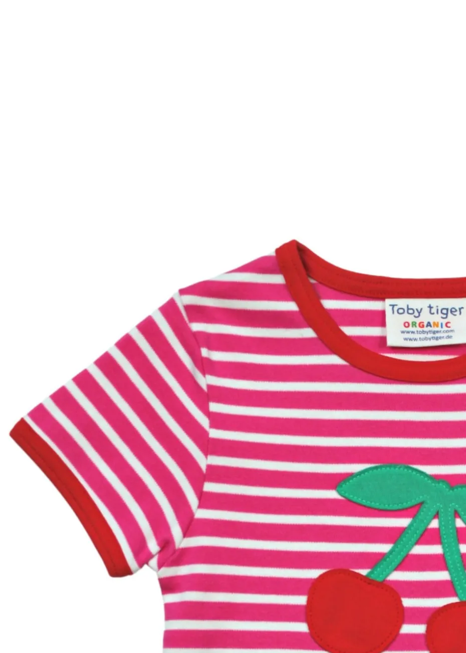 Toby Tiger Organic Pink Cherry Applique T-Shirt (6 months - 8 years)