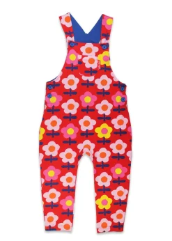 Toby Tiger Organic Pink Flower Print Dungarees (3  months - 4 years)