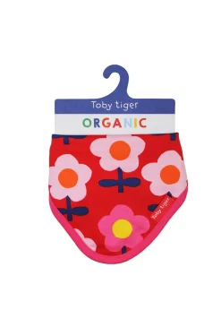 Toby Tiger Organic Pink Flower Print Dribble Bib