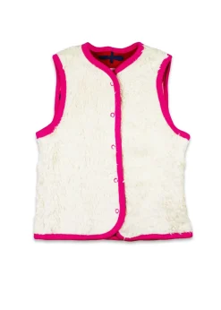 Toby Tiger Organic Pink Flower Print Reversible Gilet (12  months - 8 years)