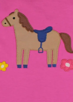 Toby Tiger Organic Pink Pony Applique T-Shirt (6 months - 8 years)