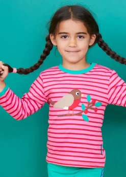 Toby Tiger Organic Pink Robin Applique T-Shirt (3 months - 6 years)