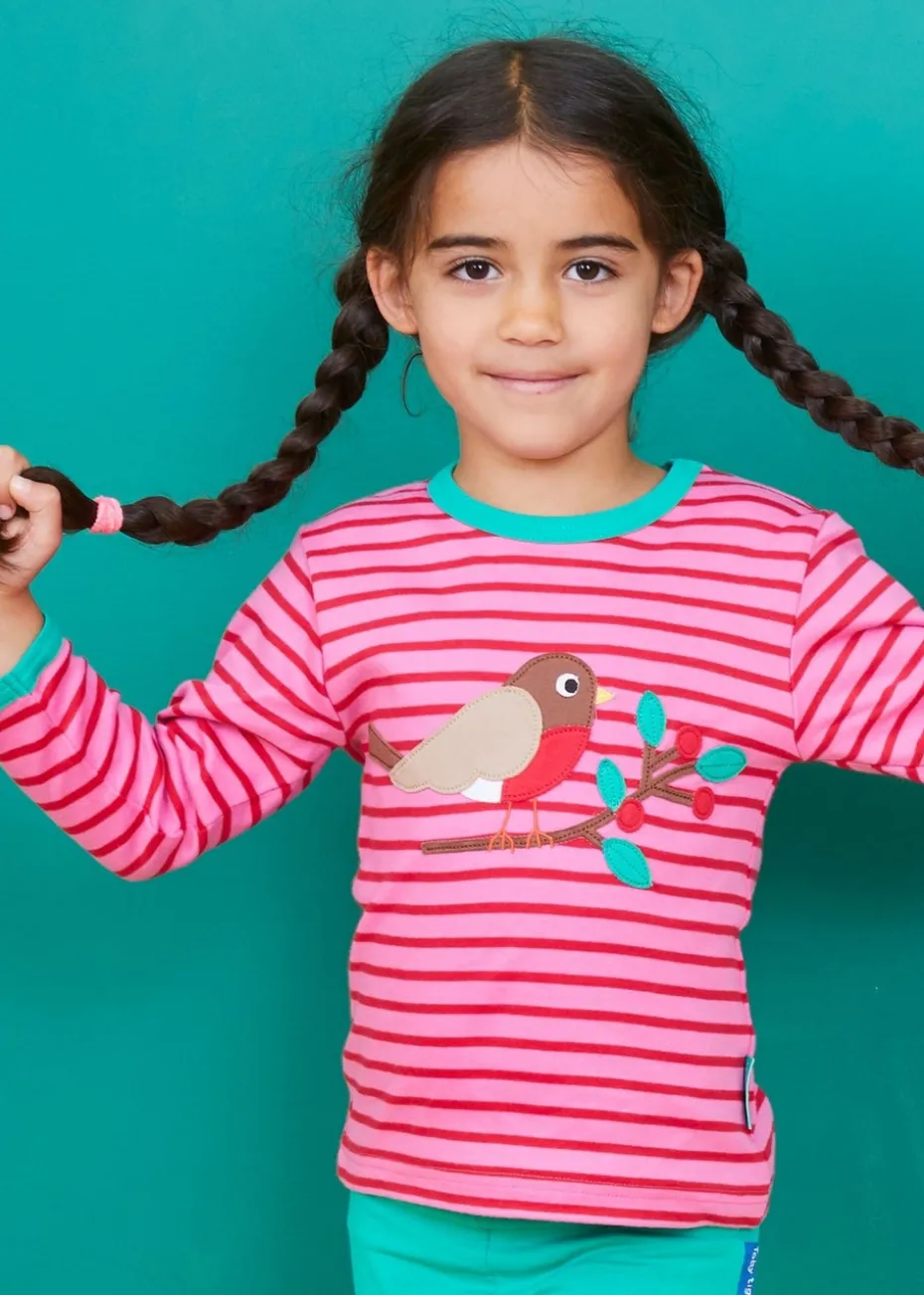 Toby Tiger Organic Pink Robin Applique T-Shirt (3 months - 6 years)