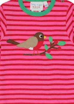 Toby Tiger Organic Pink Robin Applique T-Shirt (3 months - 6 years)