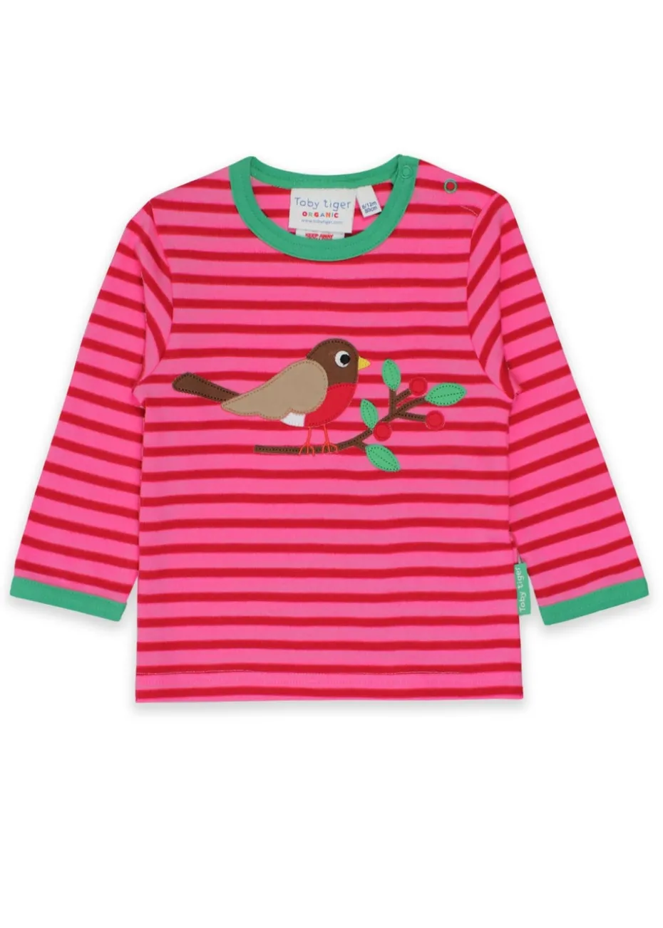 Toby Tiger Organic Pink Robin Applique T-Shirt (3 months - 6 years)