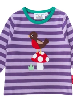 Toby Tiger Organic Purple Robin Applique Long-Sleeved T-Shirt (3 months - 8 years)