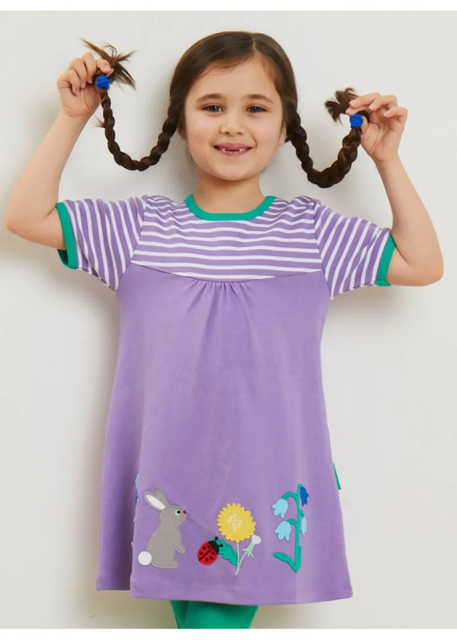 Toby Tiger Organic Purple Spring Applique Dress (6 months - 6 years)