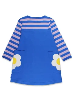 Toby Tiger Organic Purple Blue Daisy Applique Long-Sleeved Dress (12  months - 6 years)