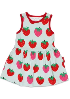 Toby Tiger Organic Red Strawberry Print Summer Dress (12 months - 8 years)