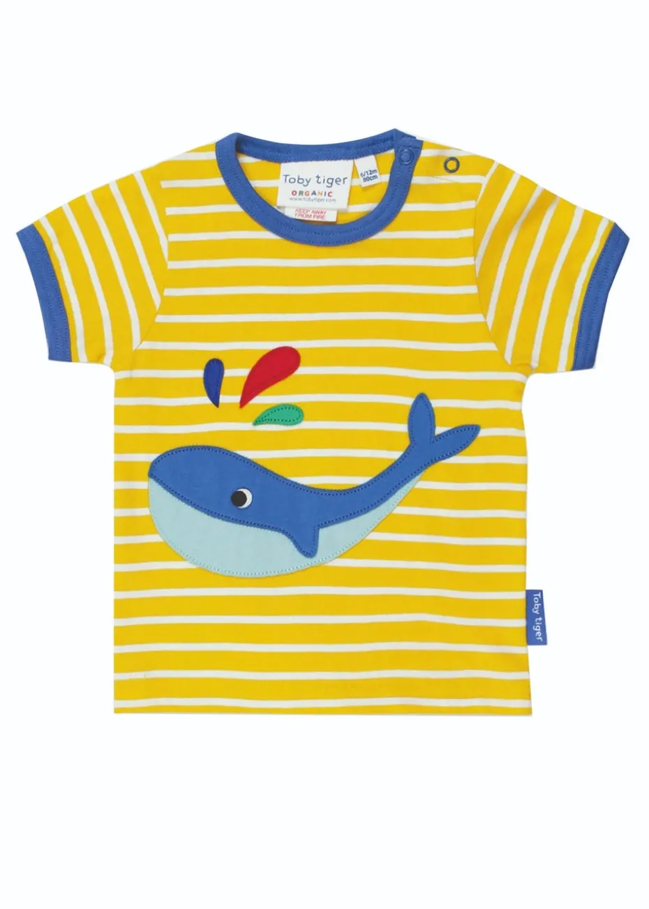 Toby Tiger Organic Yellow Whale Applique T-Shirt (3 months - 8 years)