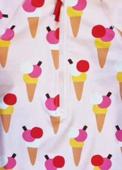 Toby Tiger Pink Ice Cream Print Baby Swimsuit (3  months - 24 months)