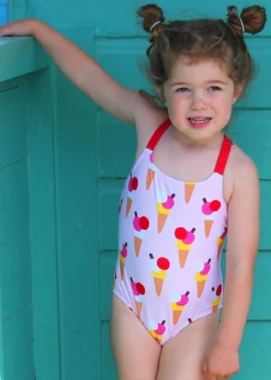Toby Tiger Pink Ice Cream Print Kids Swimsuit (2 years - 8 years)