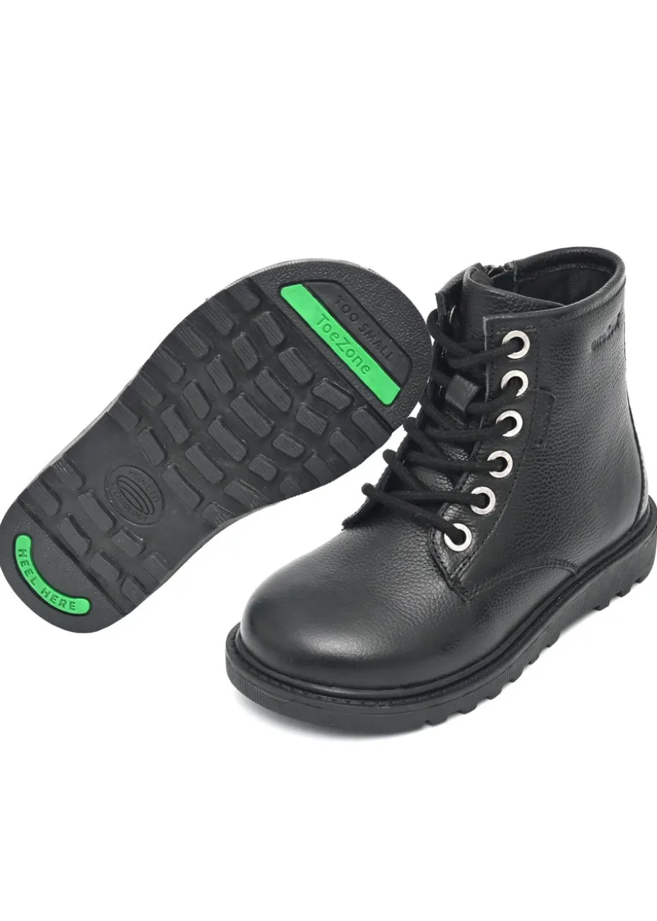 ToeZone Boys Black Storm Leather Ankle Boot (Younger 8 - Older 3)