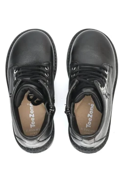 ToeZone Boys Black Storm Leather Ankle Boot (Younger 8 - Older 3)