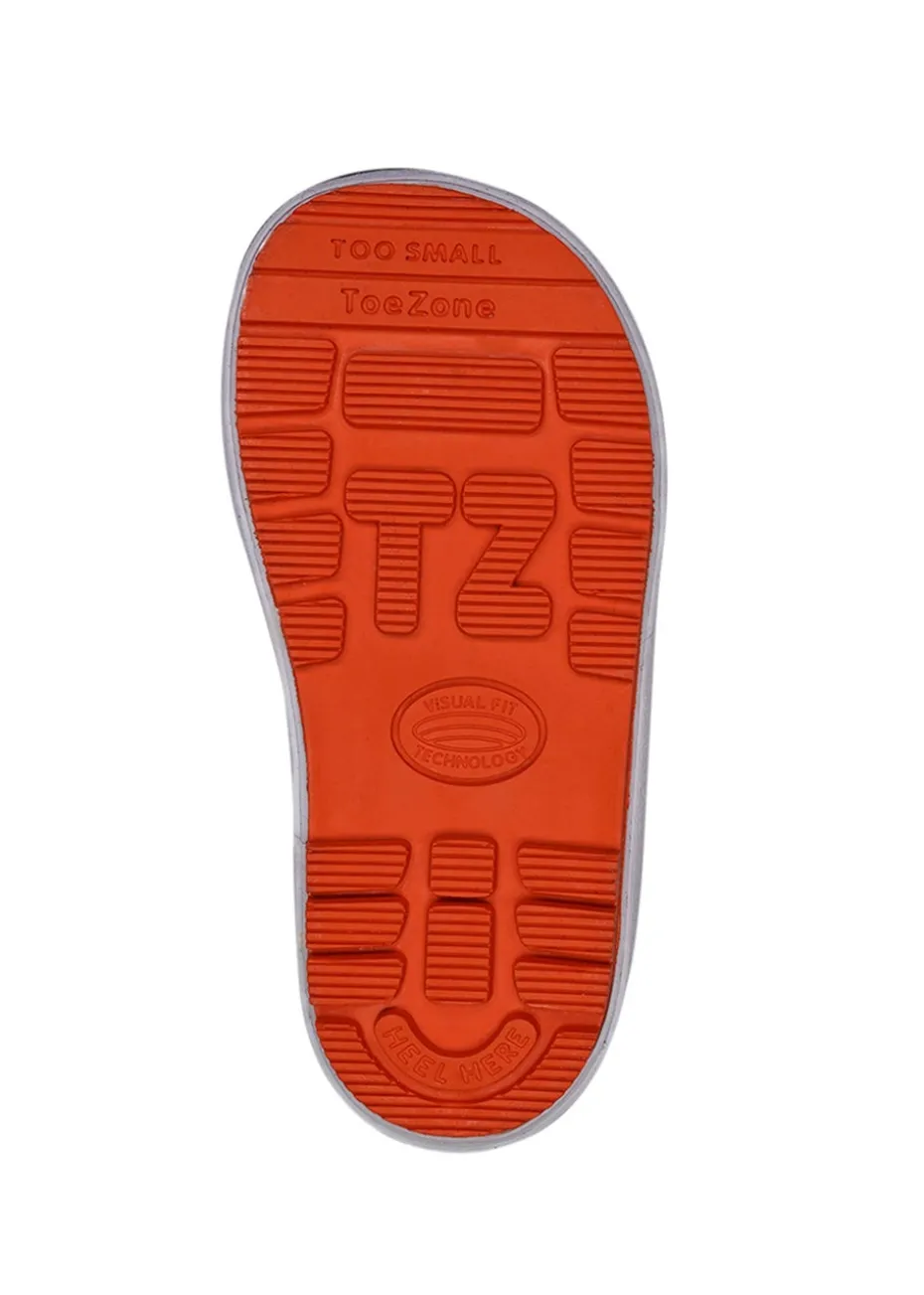 ToeZone Boys Orange Enzo Camo Tie Top Wellies (Younger 6- Older 12)