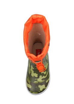 ToeZone Boys Orange Enzo Camo Tie Top Wellies (Younger 6- Older 12)