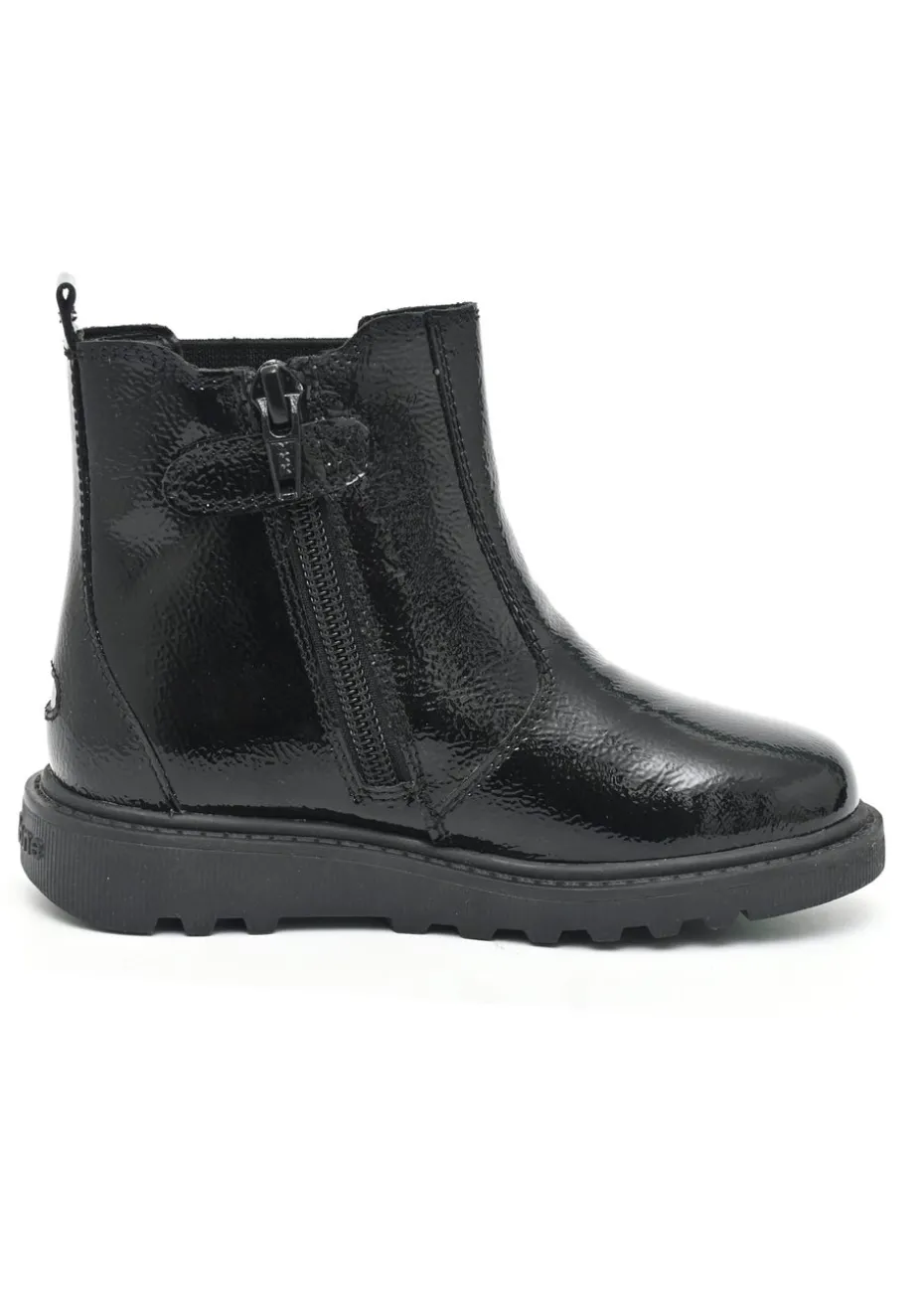 ToeZone Girls Black Amara Patent Leather Ankle Boot (Younger 8 - Older 3)