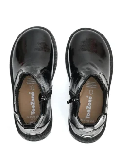ToeZone Girls Black Amara Patent Leather Ankle Boot (Younger 8 - Older 3)