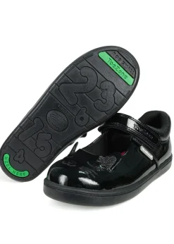 ToeZone Girls Black Kit Patent Coated Leather Bunny School Shoe (Younger 8 - Older 2)