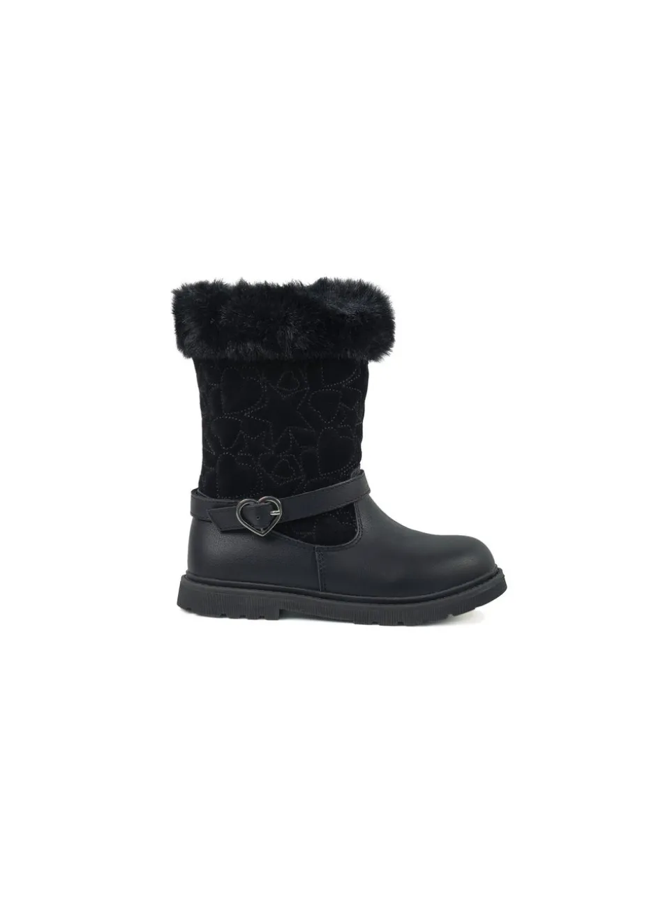 ToeZone Girls Black Lumi Fur Boot (Younger 8 - Younger 13)
