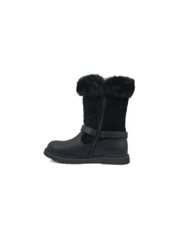 ToeZone Girls Black Lumi Fur Boot (Younger 8 - Younger 13)
