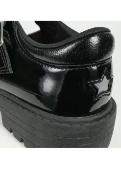 ToeZone Girls Black Luna Patent Unicorn Buckle School Shoe