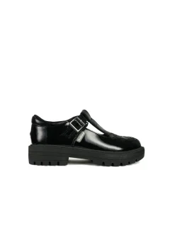 ToeZone Girls Black Luna Patent Unicorn Buckle School Shoe