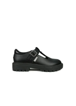 ToeZone Girls Black Mila Vegan Star Buckle School Shoe