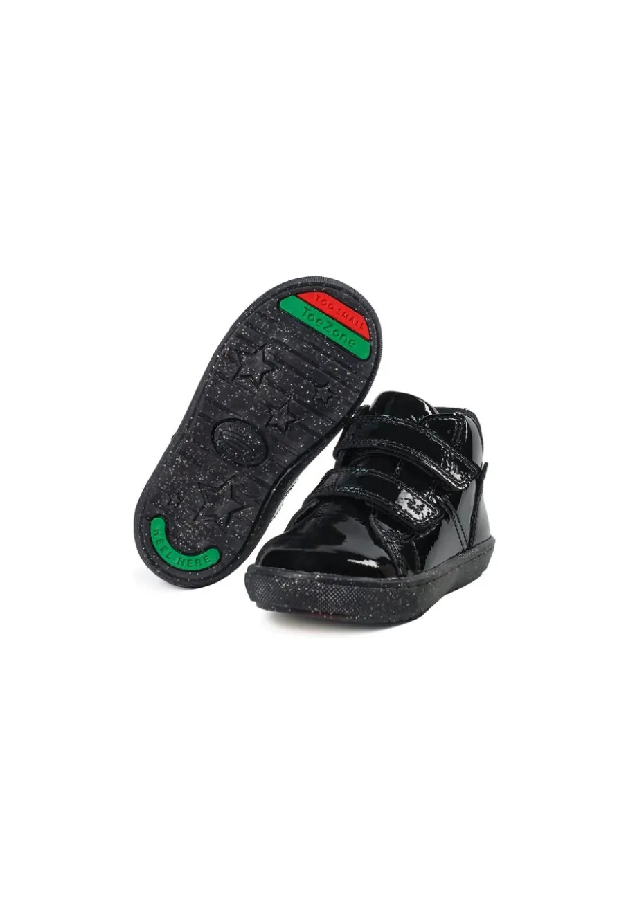 ToeZone Girls Black Riley Crinkle Rip Tape Boot (Younger 4 - Younger 10)