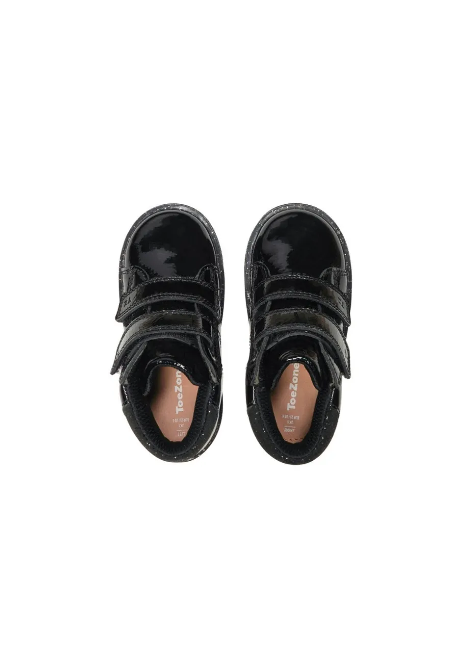 ToeZone Girls Black Riley Crinkle Rip Tape Boot (Younger 4 - Younger 10)