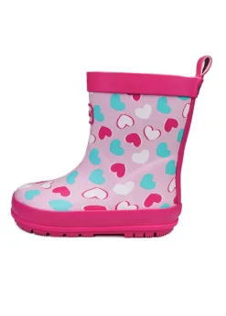 ToeZone Girls Pink Belle Love Heart Wellies (Younger 6- Older 12)