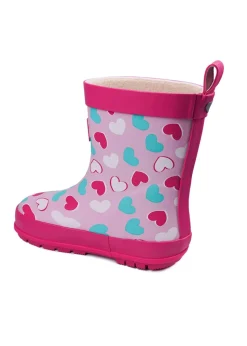 ToeZone Girls Pink Belle Love Heart Wellies (Younger 6- Older 12)