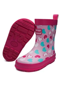 ToeZone Girls Pink Belle Love Heart Wellies (Younger 6- Older 12)