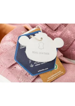 ToeZone Girls Pink Brooke Suede Rip Tape Trainers