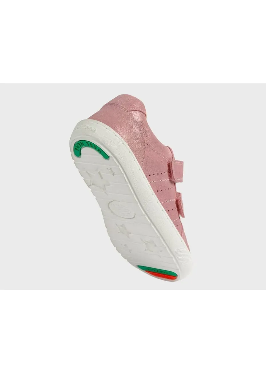 ToeZone Girls Pink Brooke Suede Rip Tape Trainers