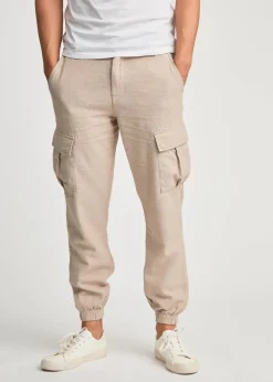 Tokyo Laundry Beige Linen Blend Cargo-Style Trousers