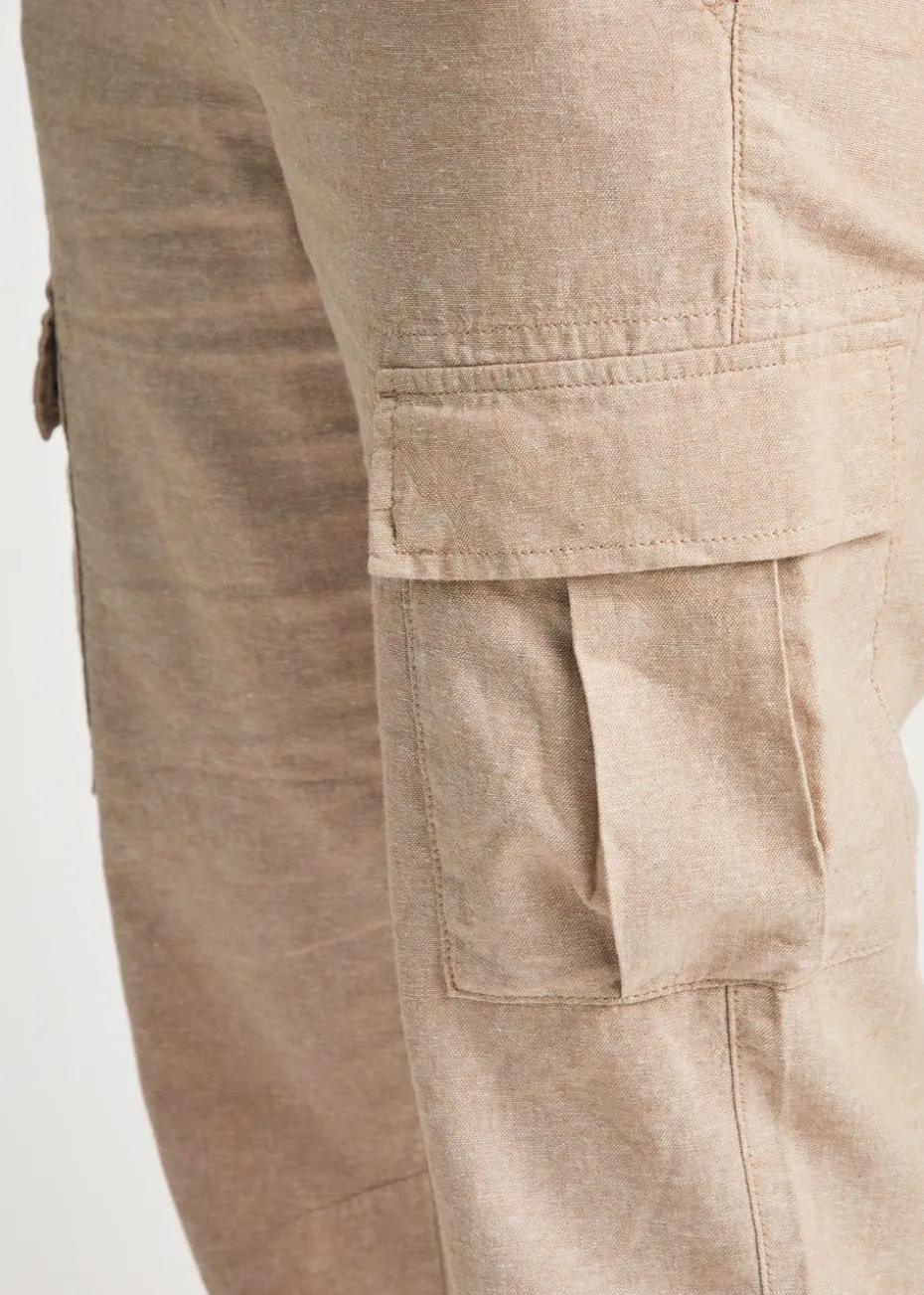 Tokyo Laundry Beige Linen Blend Cargo-Style Trousers