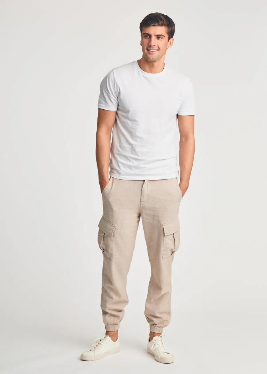 Tokyo Laundry Beige Linen Blend Cargo-Style Trousers