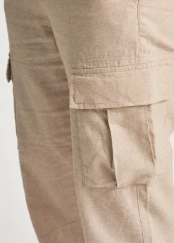 Tokyo Laundry Beige Linen Blend Cargo-Style Trousers