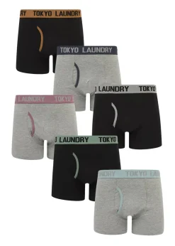 Tokyo Laundry Black & Grey Cotton 6-Pack Boxers