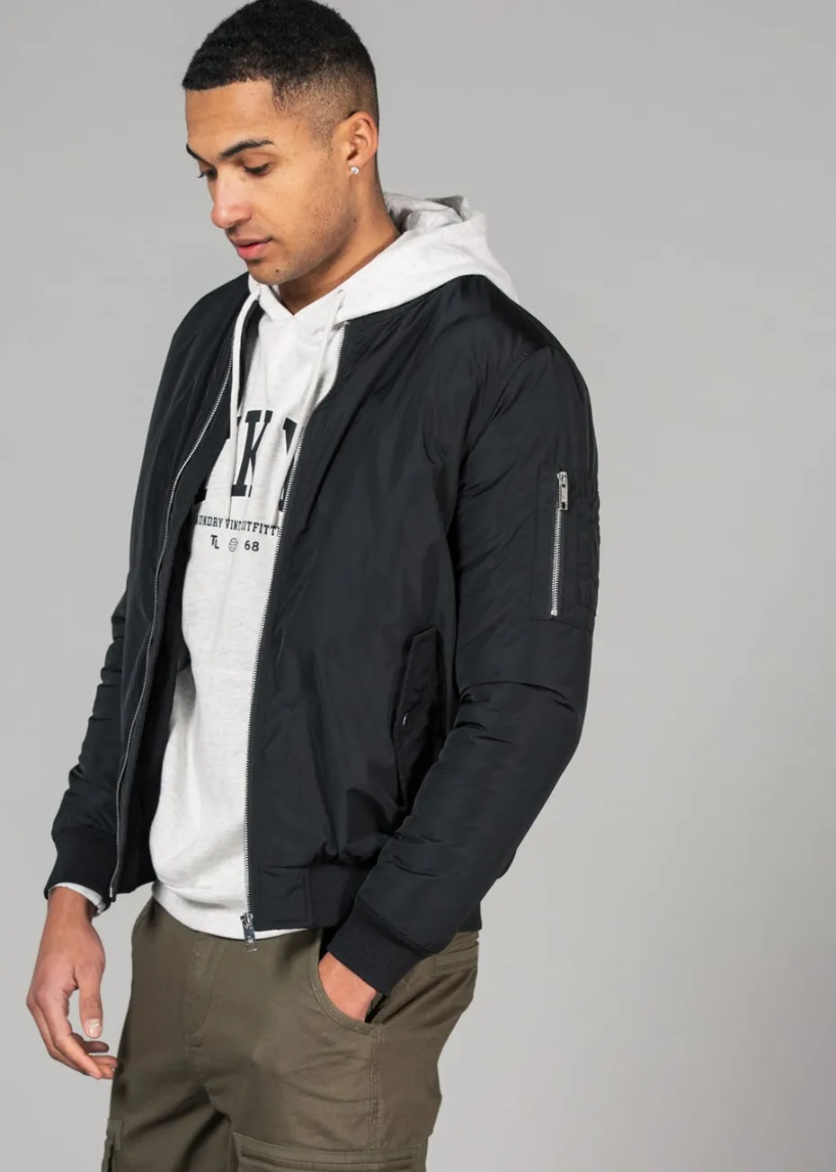 Tokyo Laundry Black Bomber Jacket with Zip Fastening