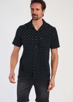 Tokyo Laundry Black Cotton Printed Short Sleeve Shirt