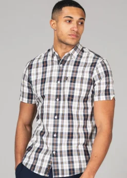 Tokyo Laundry Black Cotton Short Sleeve Button-Up Checked Shirt
