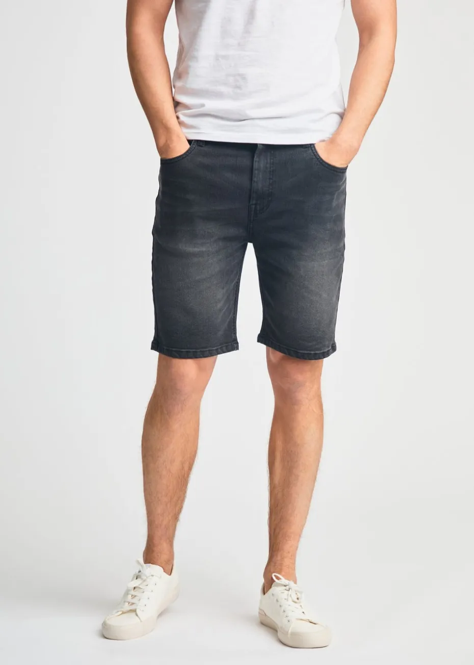 Tokyo Laundry Black Cotton Blend Regular-Fit Denim Shorts