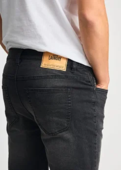 Tokyo Laundry Black Cotton Blend Regular-Fit Denim Shorts