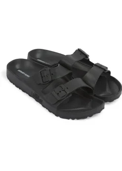 Tokyo Laundry Black Rubber Buckle Sliders