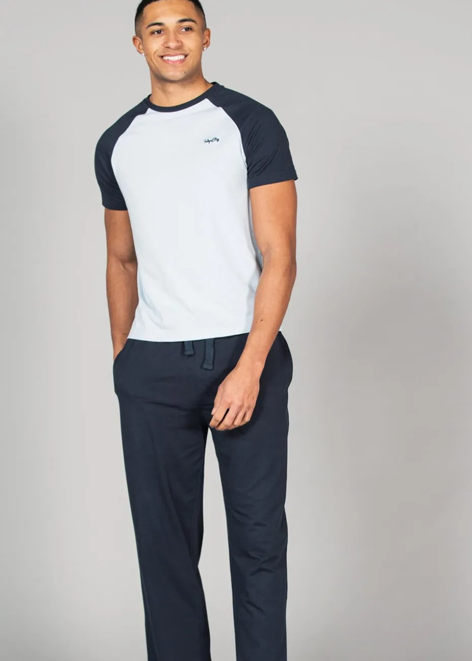 Tokyo Laundry Blue Cotton 2-Piece Raglan Top and Jersey Bottoms Set