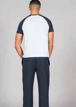 Tokyo Laundry Blue Cotton 2-Piece Raglan Top and Jersey Bottoms Set